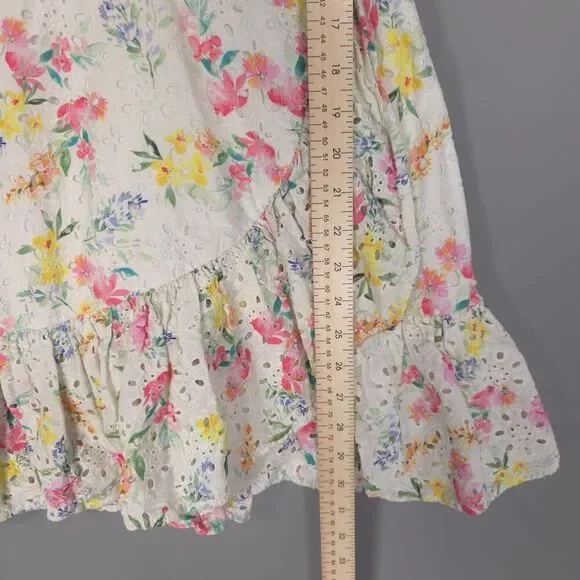 NWOT YUMI KIM Mini Dress Size 0 Be The One Floral Eyelet Cotton Mulberry Ivory